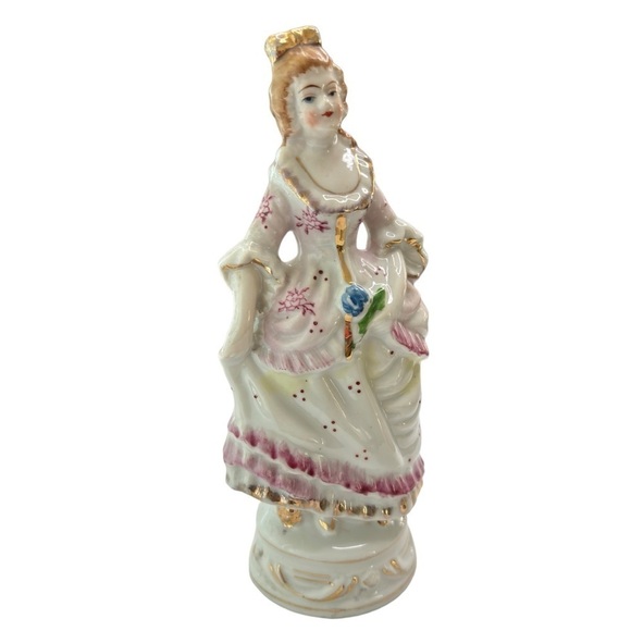 Vintage 1950's Sonsco Japan Hand Painted Porcelain Lady With Dress Figurine - Picture 3 of 11
